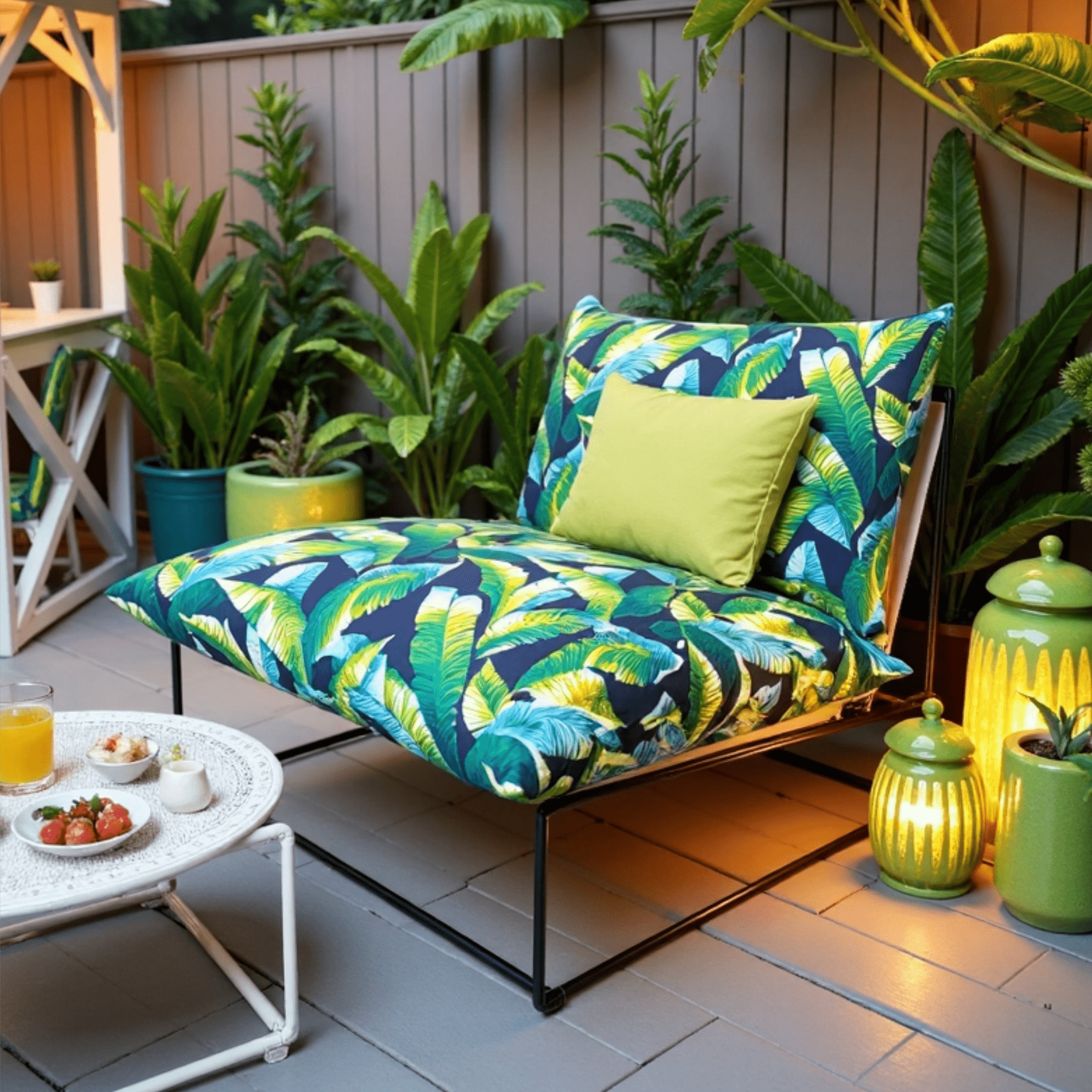 Rockin Cushions IKEA Outdoor Slipcovers 1 pillow and 1 seat cover Blue Palms Outdoor Slipcovers, Compatible with IKEA Havsten